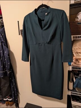Calvin Klein Emerald Green Long Sleeve Sheath Dress